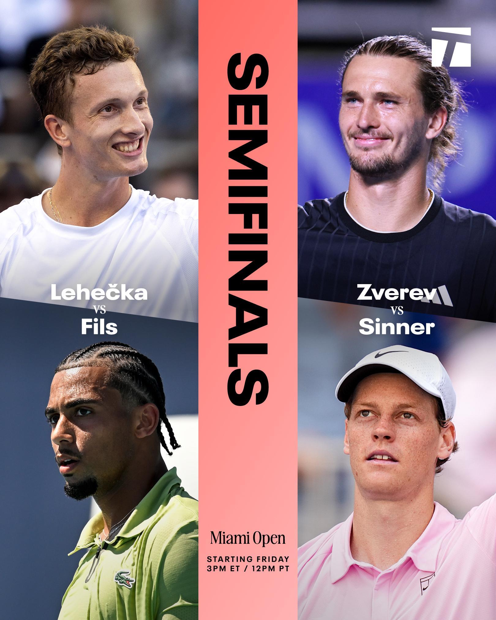 迈阿密1000赛 男单SF日，优酷解说兹维列夫vs辛纳 ，NB早7点。紫薇放前面