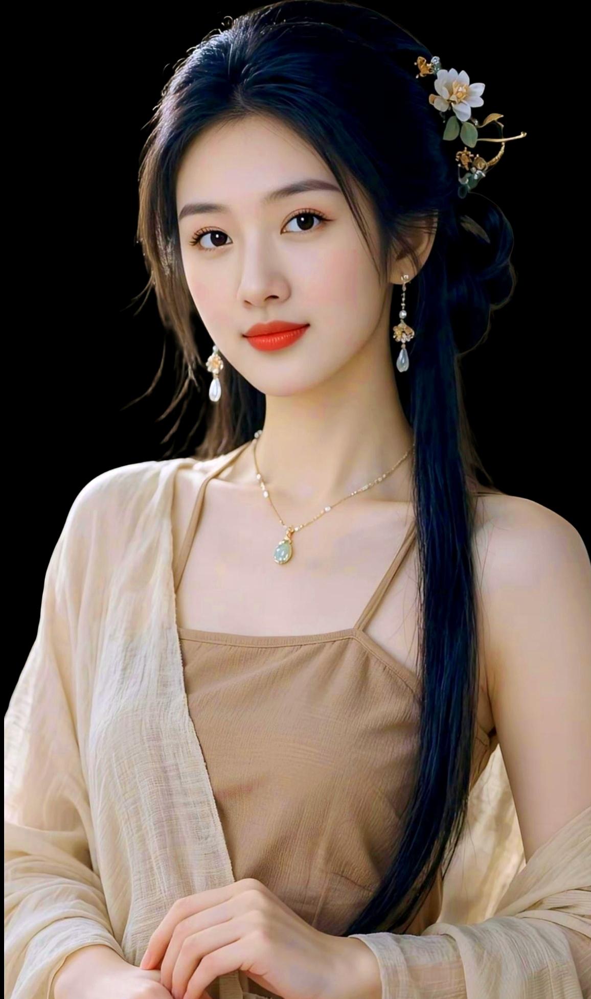 温婉古典，红唇轻启，古风美人，韵味十足。古典温婉美女 古典国风美女