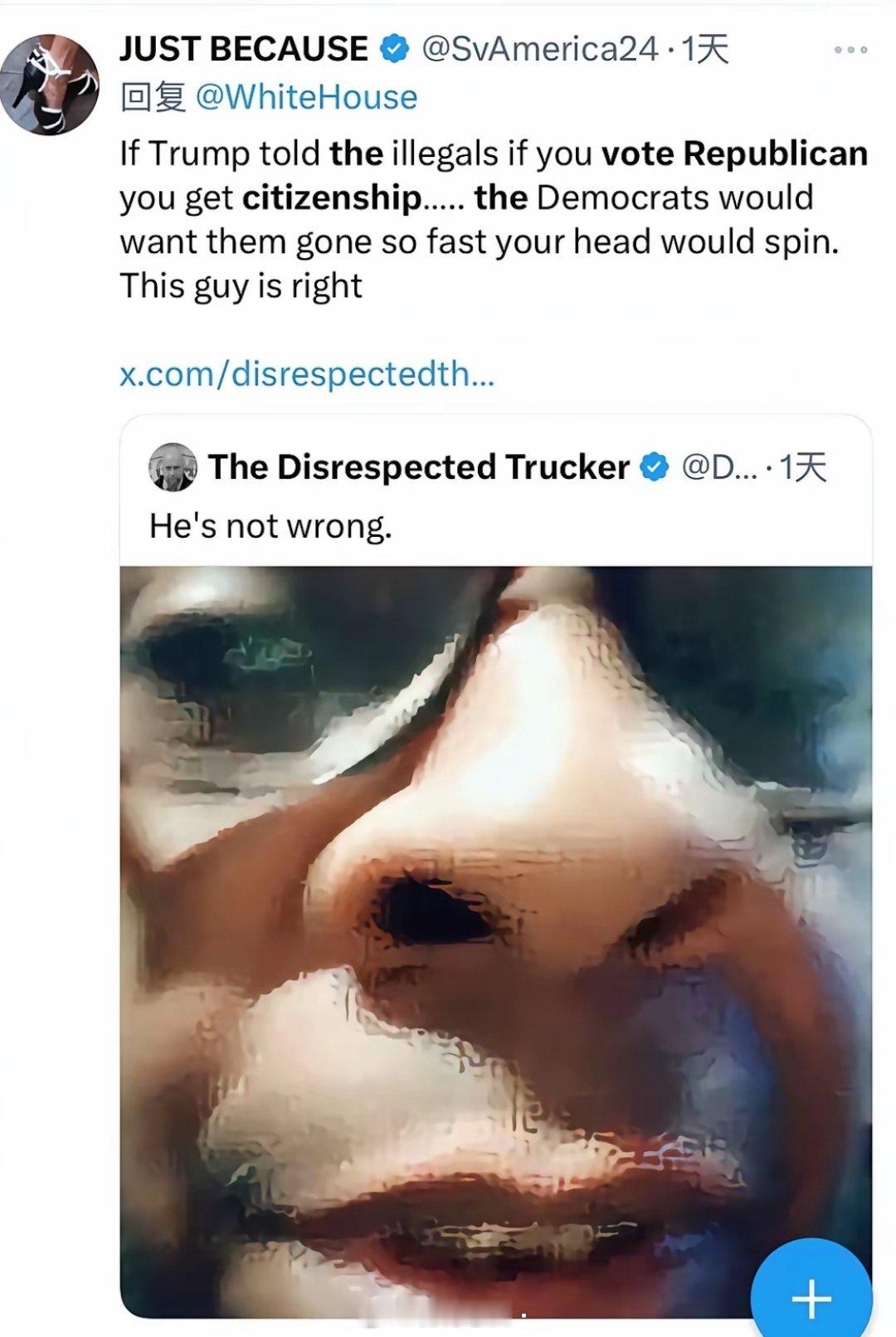 如果特朗普告诉非法移民，只要投票给共和党就能获得公民身份……民主党人肯定会恨不得