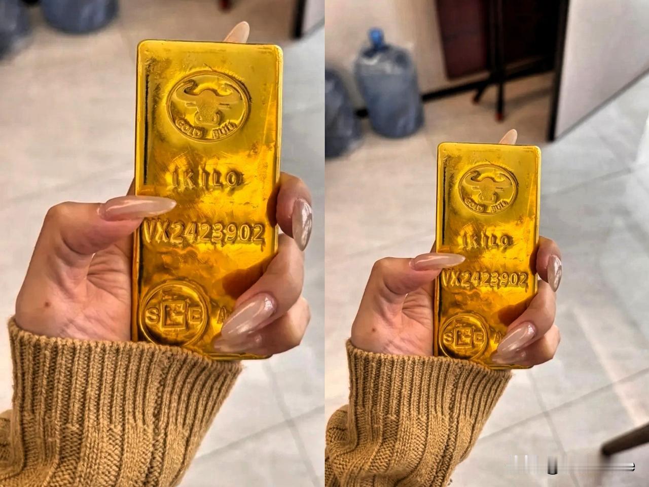 一觉醒来，全网金价怕是都失控了！
11月5日，一块1000克的金条，轻轻松松就能