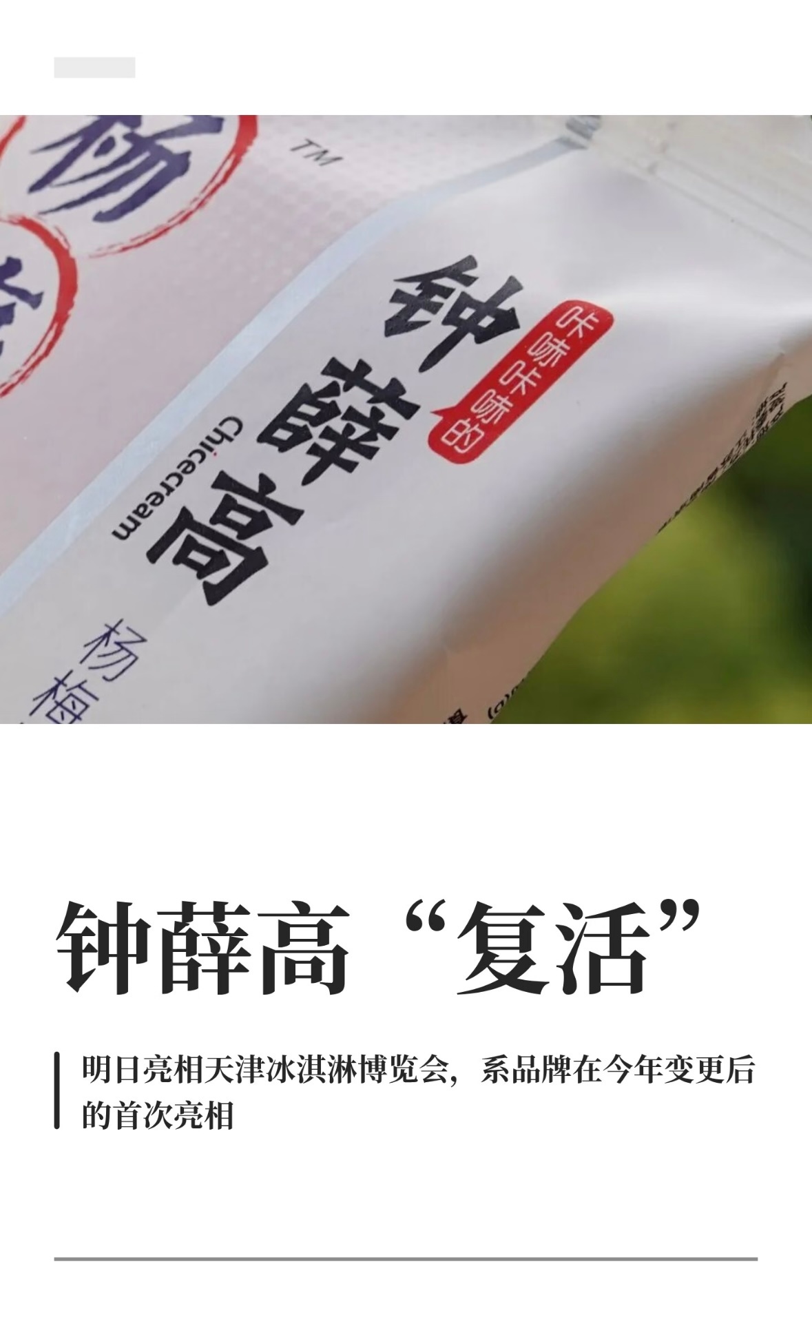 钟薛高复活了，“重生”后在冰淇淋展亮相9月16日至18日，第28届中国冰淇淋产业
