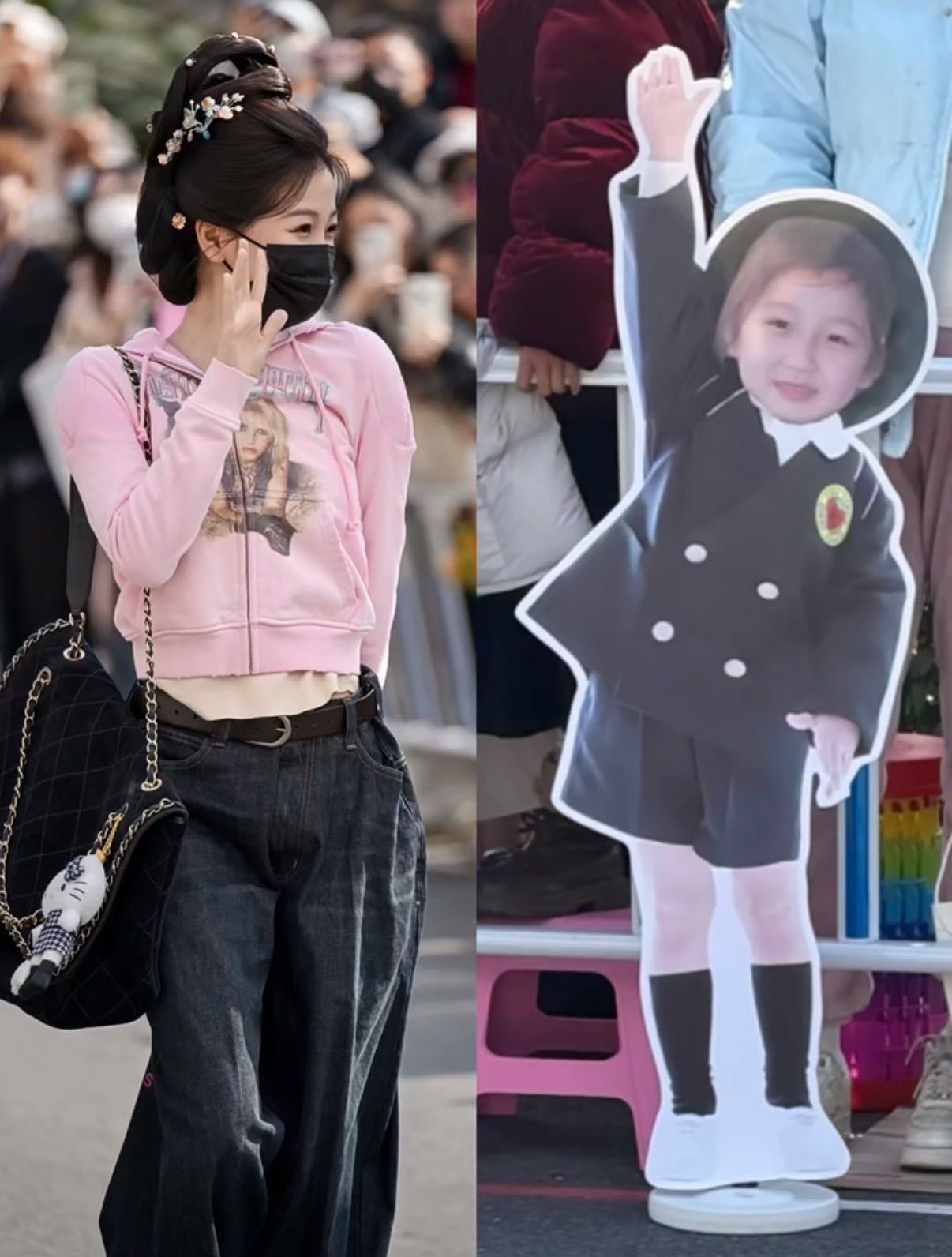 好可爱的跨时空同框！小书欣举小手元气打招呼，长大的欣欣子笑眯眯回应，妥妥等比长大