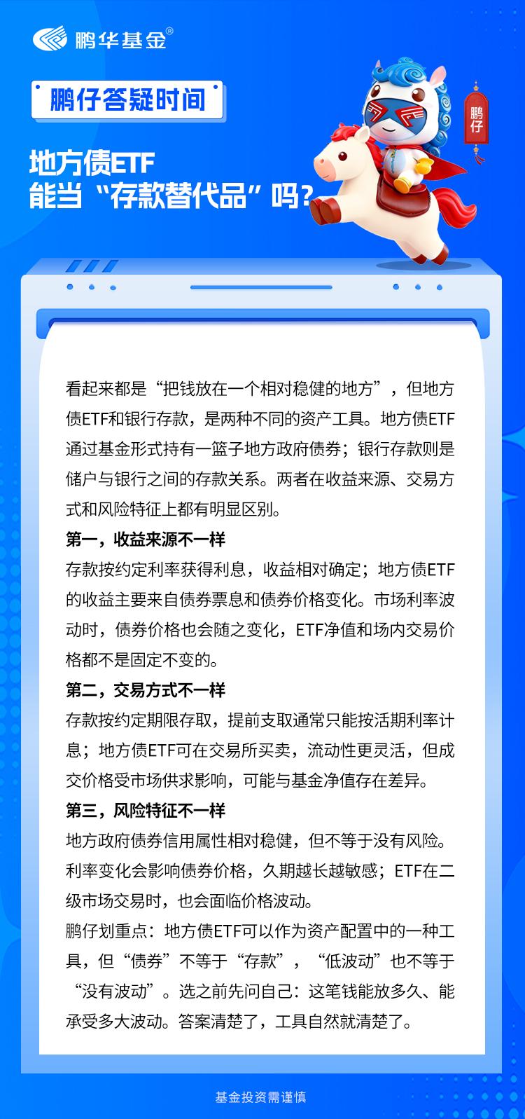 最近债券ETF持续受到关注，不少投资者开始把目光投向地方债ETF。有鹏友留言：“