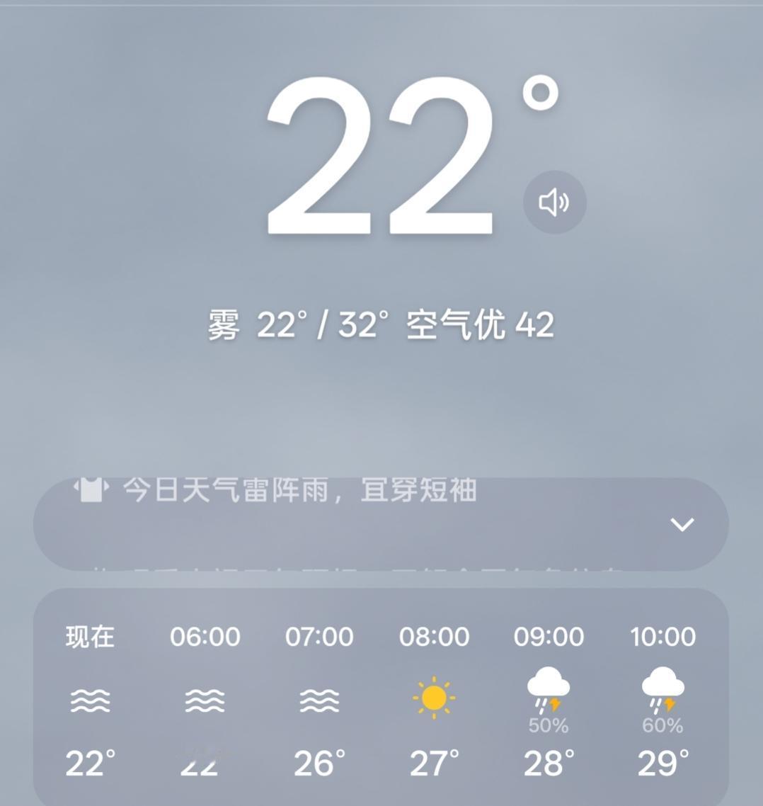 今日是8月22日，星期六，沈阳气温22-32℃，雾，雷阵雨，天气还是比较闷热的，