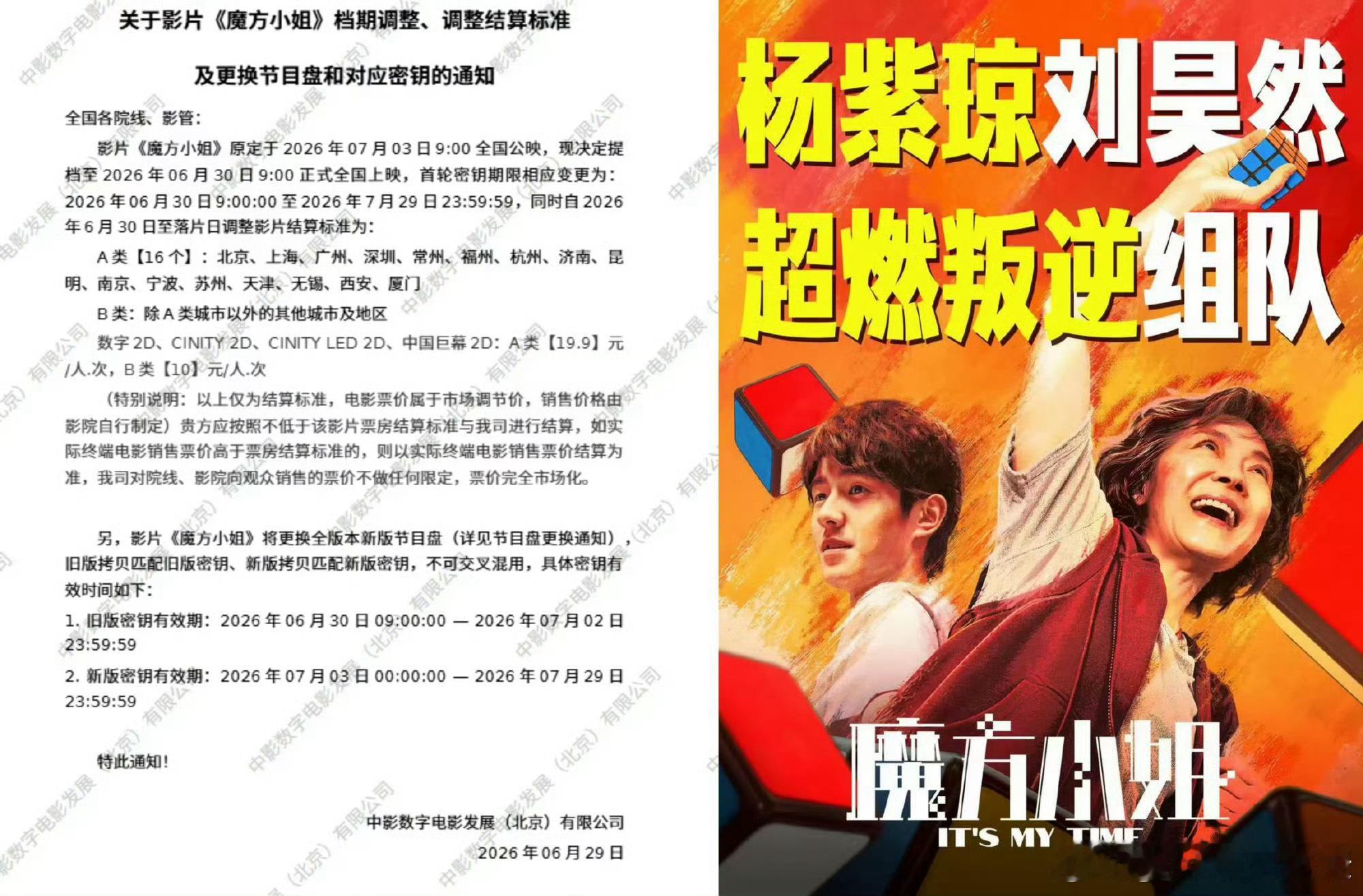 魔方小姐调低全国票价口碑一路走高票房持续逆跌，票价直接打下来，今年暑期看电影终于