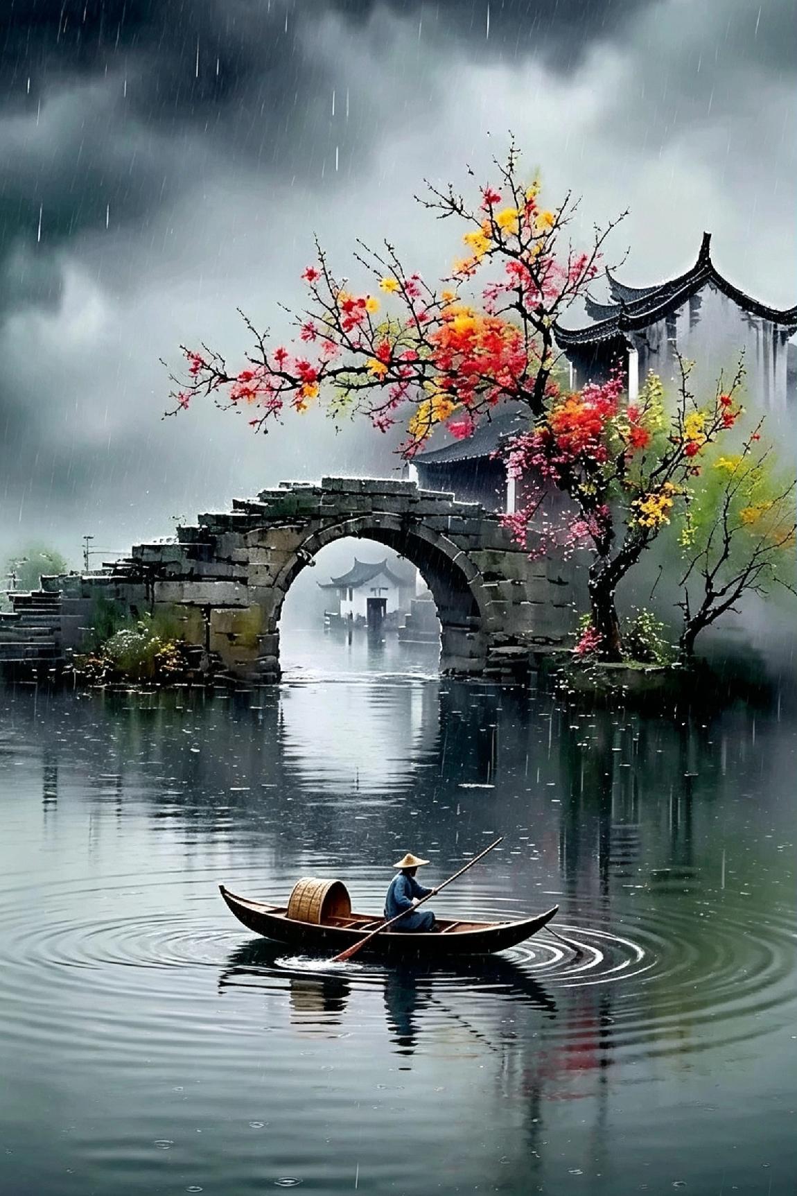 《烟雨孤舟渡石桥》

 
喜欢江南烟雨诗意的朋友，千万别错过这一纸水墨意境！
