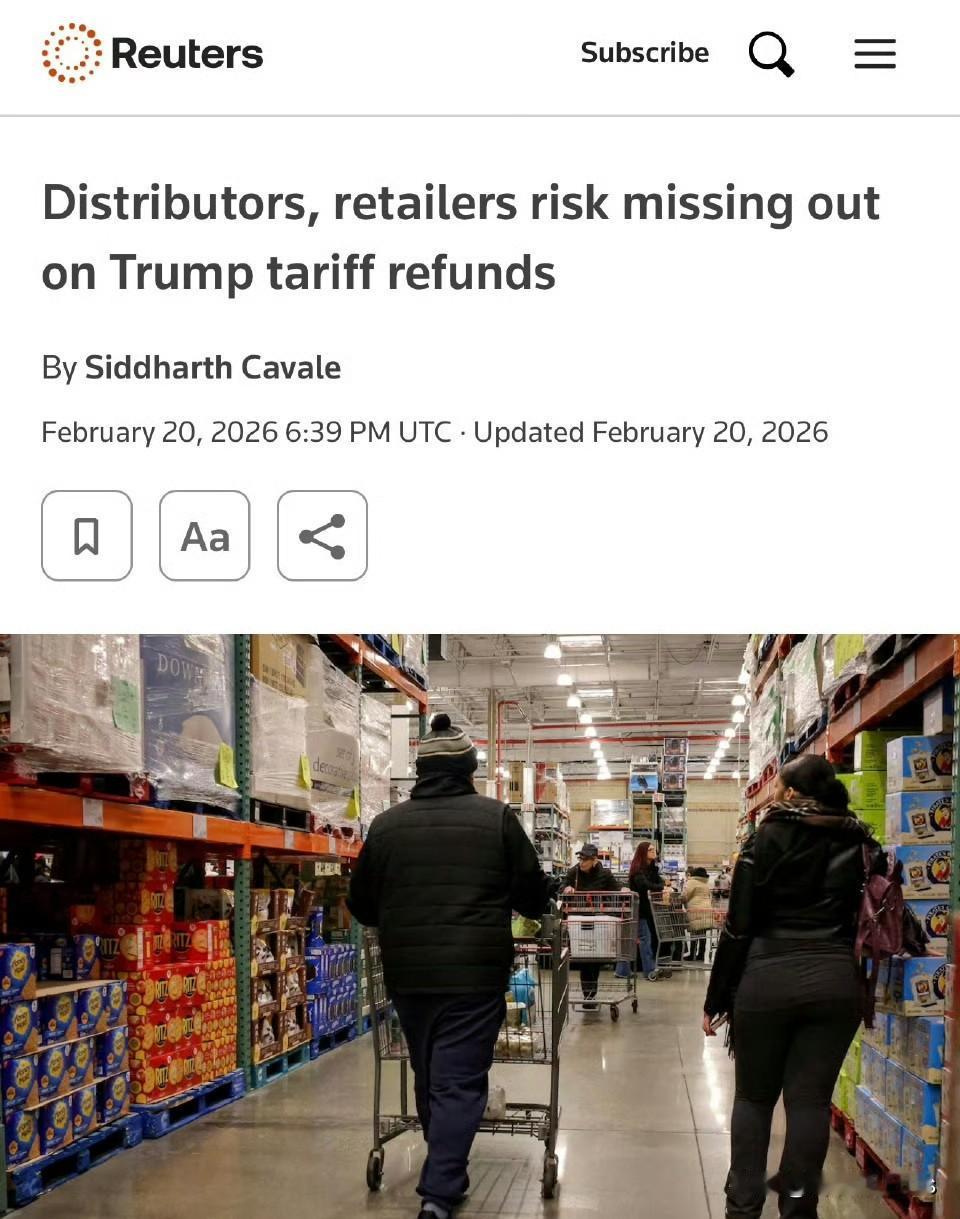 路透社 (Reuters) ：美国企业索赔关税损失至少 1860 亿美元 川普政