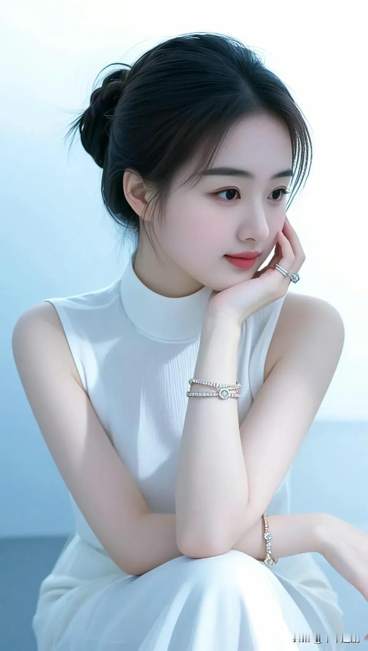 一袭素白，褪去繁杂，回归本真
国色天姿美女照 自然清雅美女