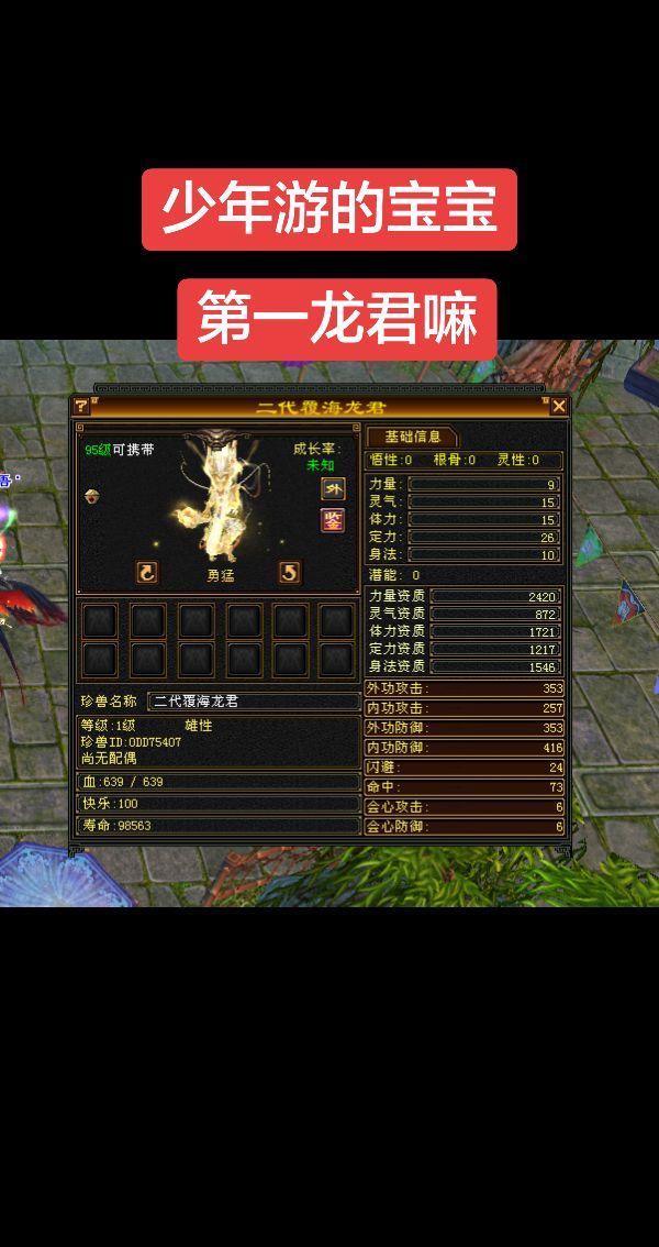 千年游第一龙君～顶变勇猛～哇哇哇，少年游稀有宝宝，老区不要的～稀有就是宝