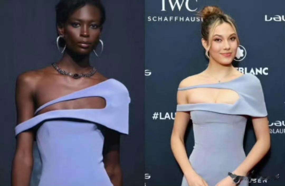 这件礼服该怎么穿？
模特‌穿是单肩带置于腋下，风谷爱凌‌穿是单肩带搭在肩膀上。