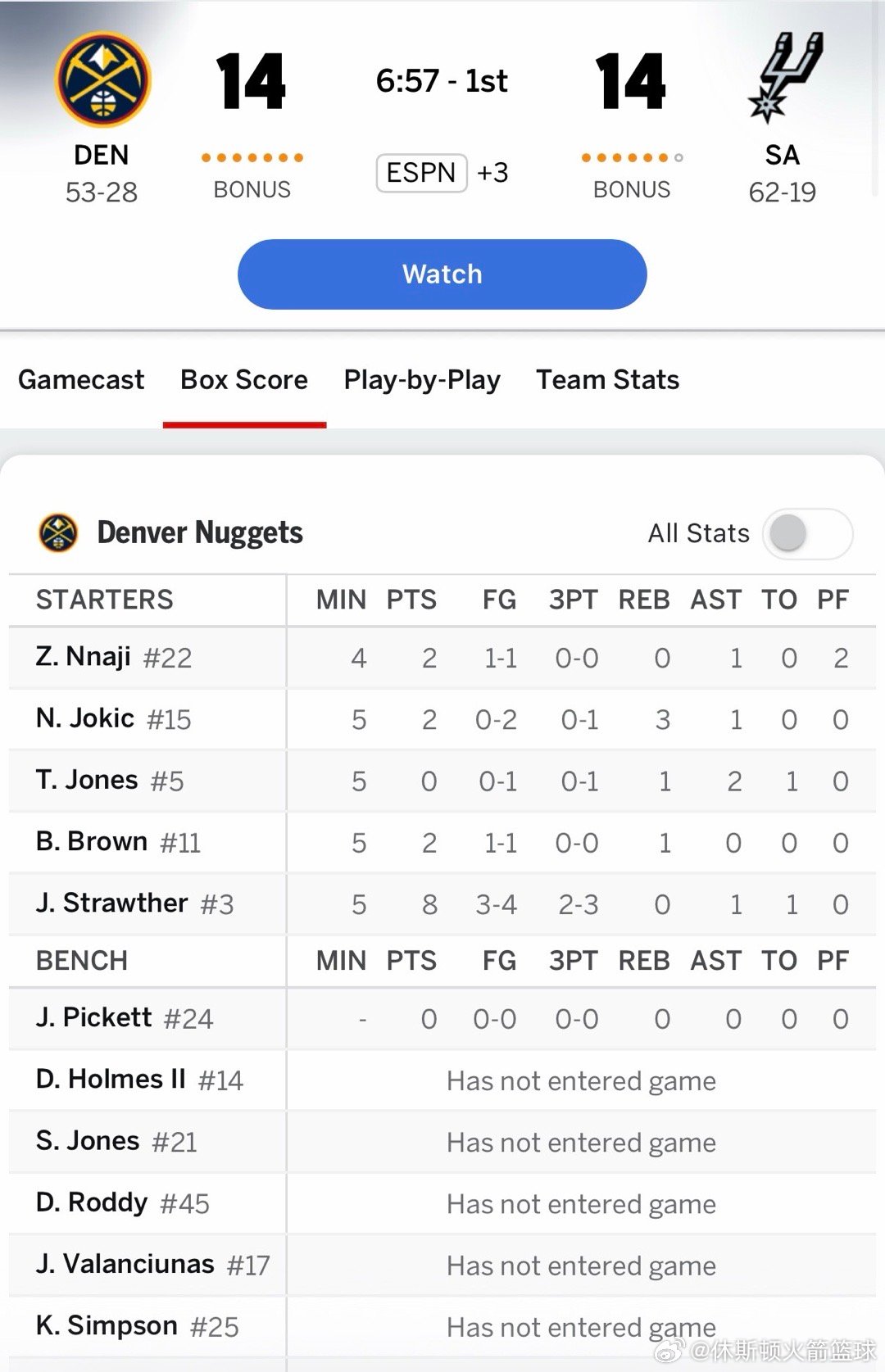 加油啊，丹佛nba常规赛掘金vs马刺