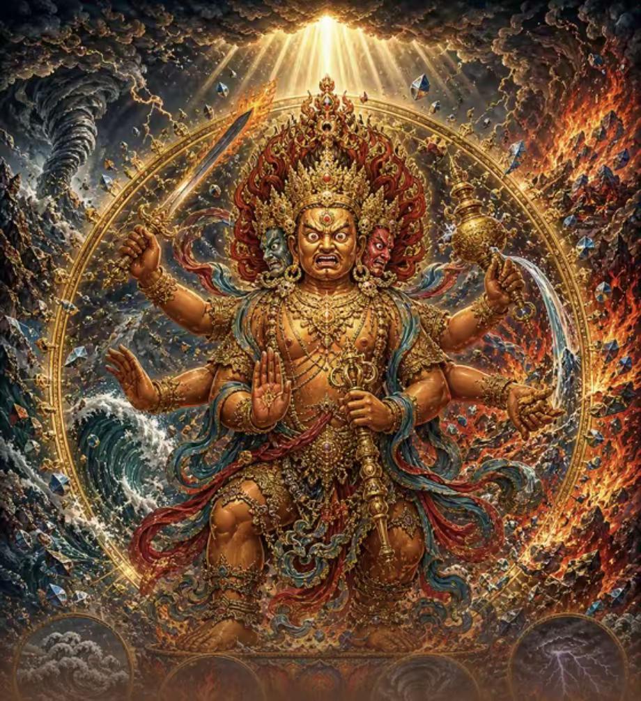 今天智云菩萨又示现大威德的愤怒护法菩萨相身