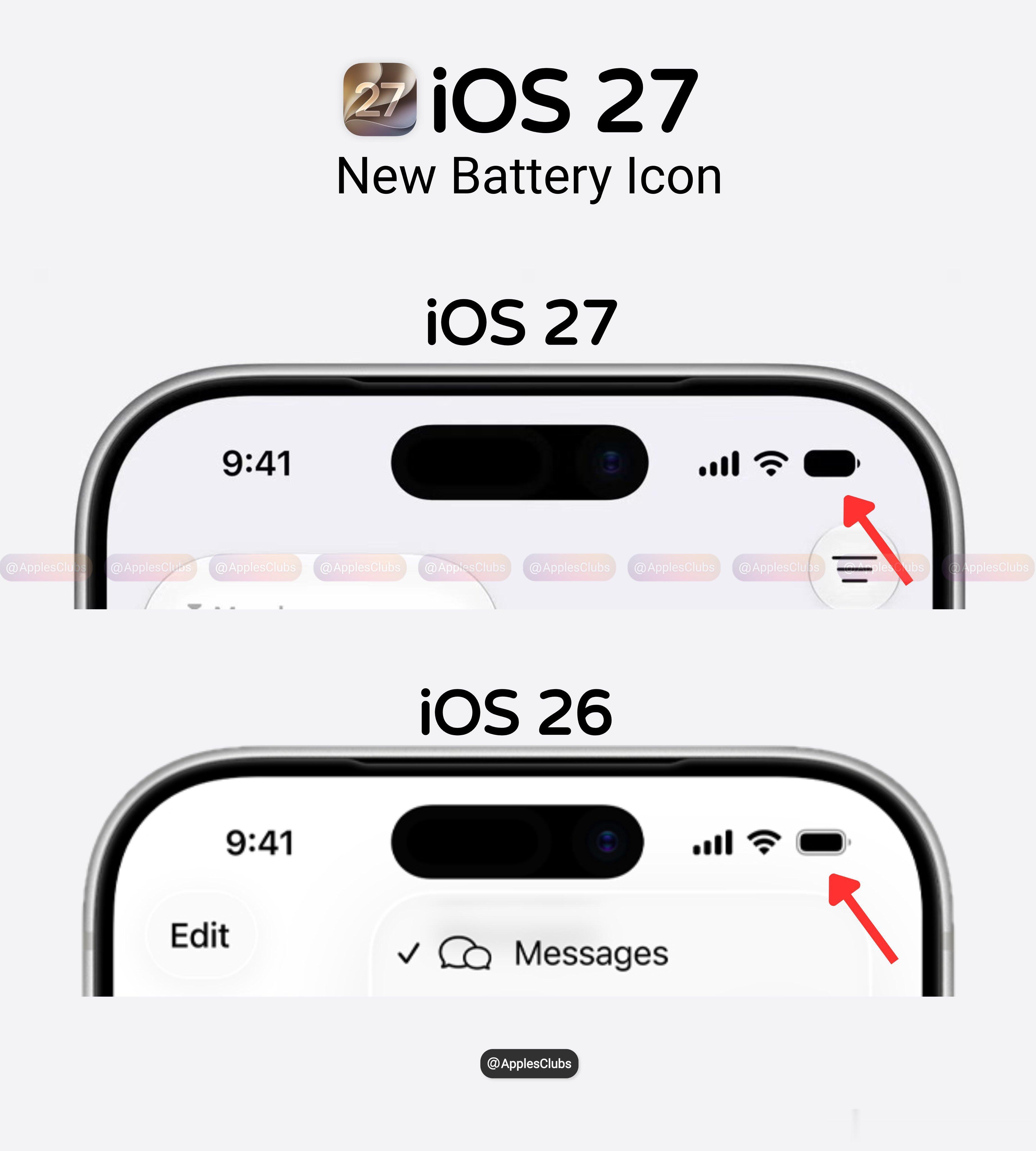 iOS27电池图标 丑确实还是26的更加协调，因为其他的图标里面都有空白，到这里