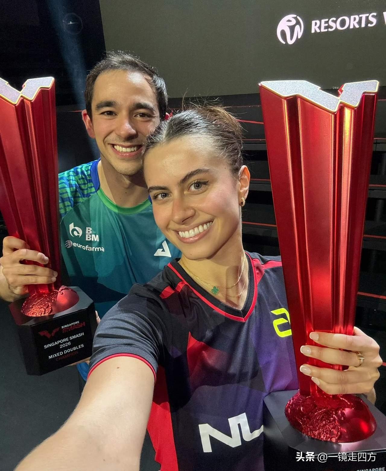 昨晚压轴进行的WTT新加坡大满贯赛混双决赛，巴西情侣组合雨果/高桥·布鲁娜直落三