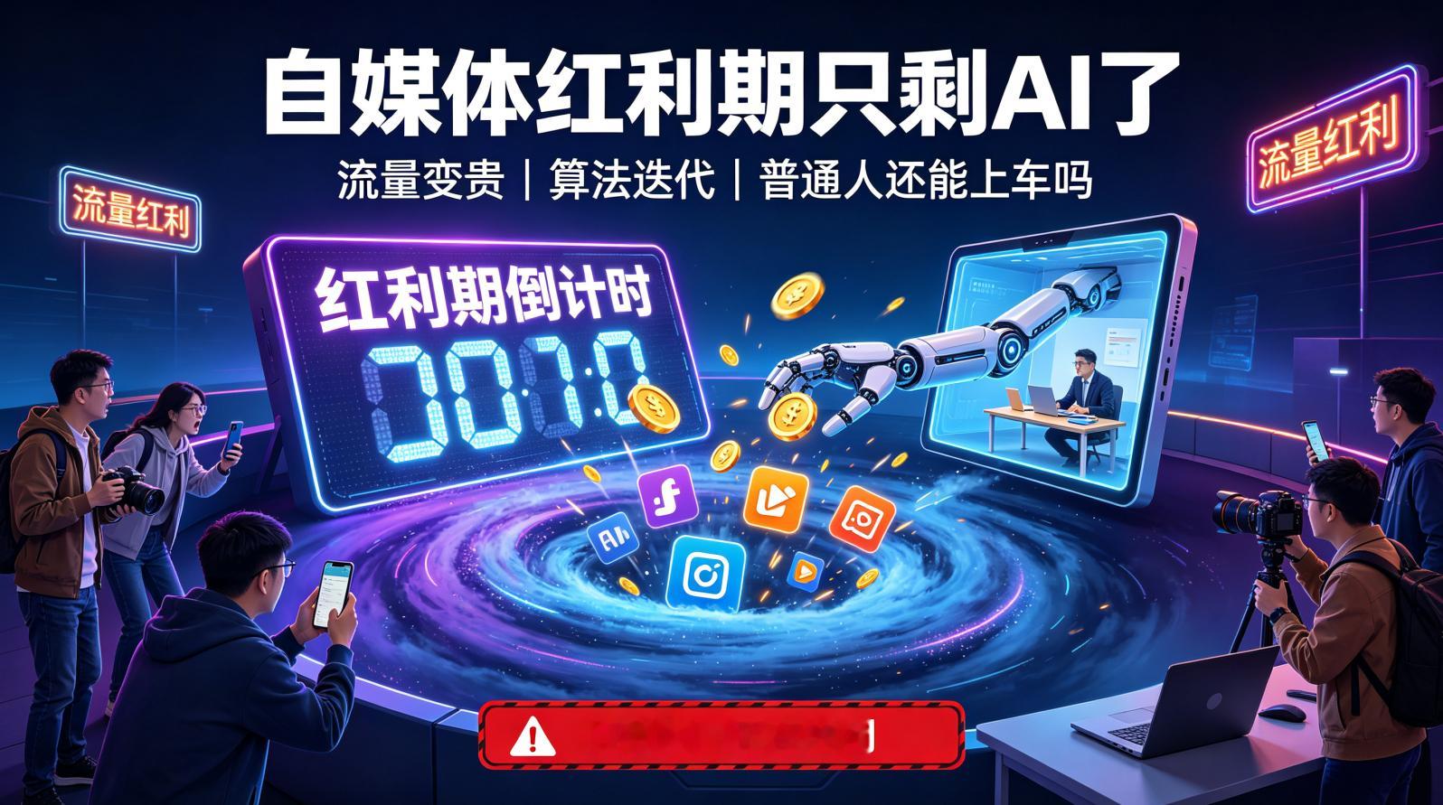 自媒体红利期只剩AI了 这两年传统自媒体博主的收入，尤其是微博博主，阅读量降了、