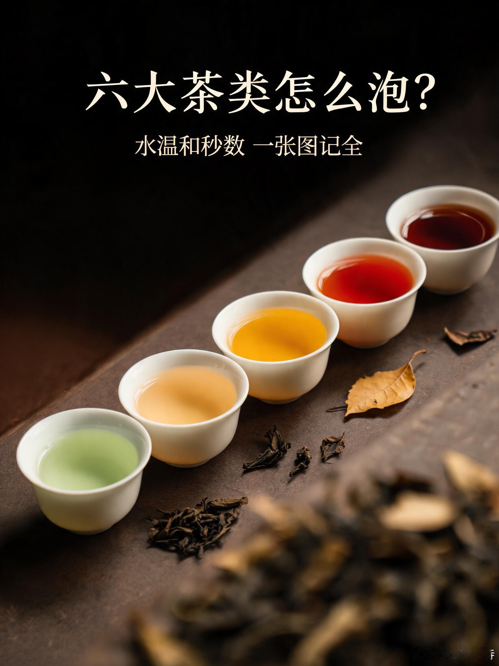 六大茶类怎么泡？一张图记全水温和秒数刚入茶坑那会儿，我在茶店里听着老板念「这是某