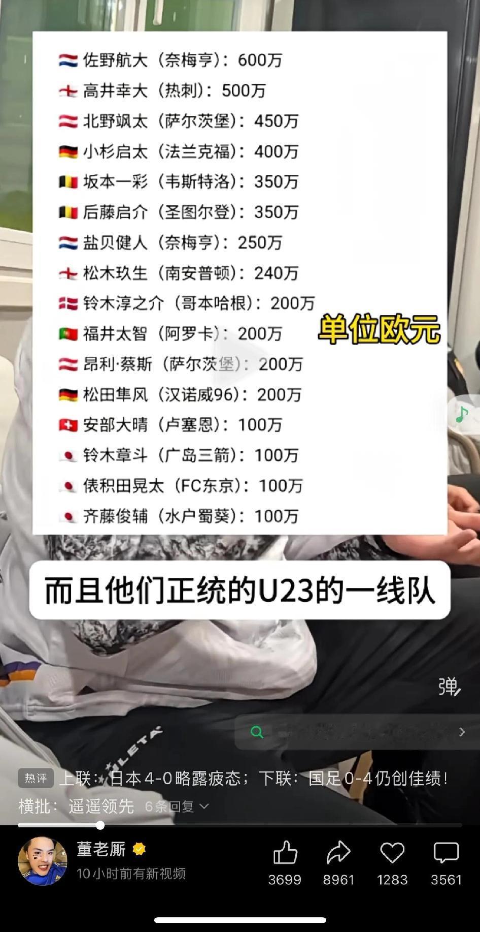 日本很多u23都在欧洲没有过来，这差不多才是他们正统的U23的一线。