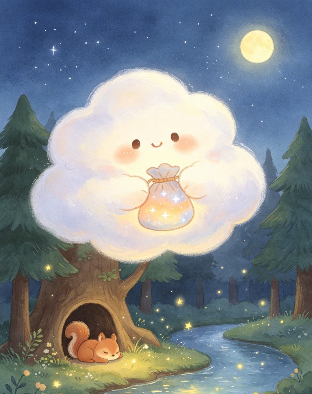 小云朵的星光行囊（童话故事）高高的天空上，住着一朵软软的小白云，名叫棉棉。别的云