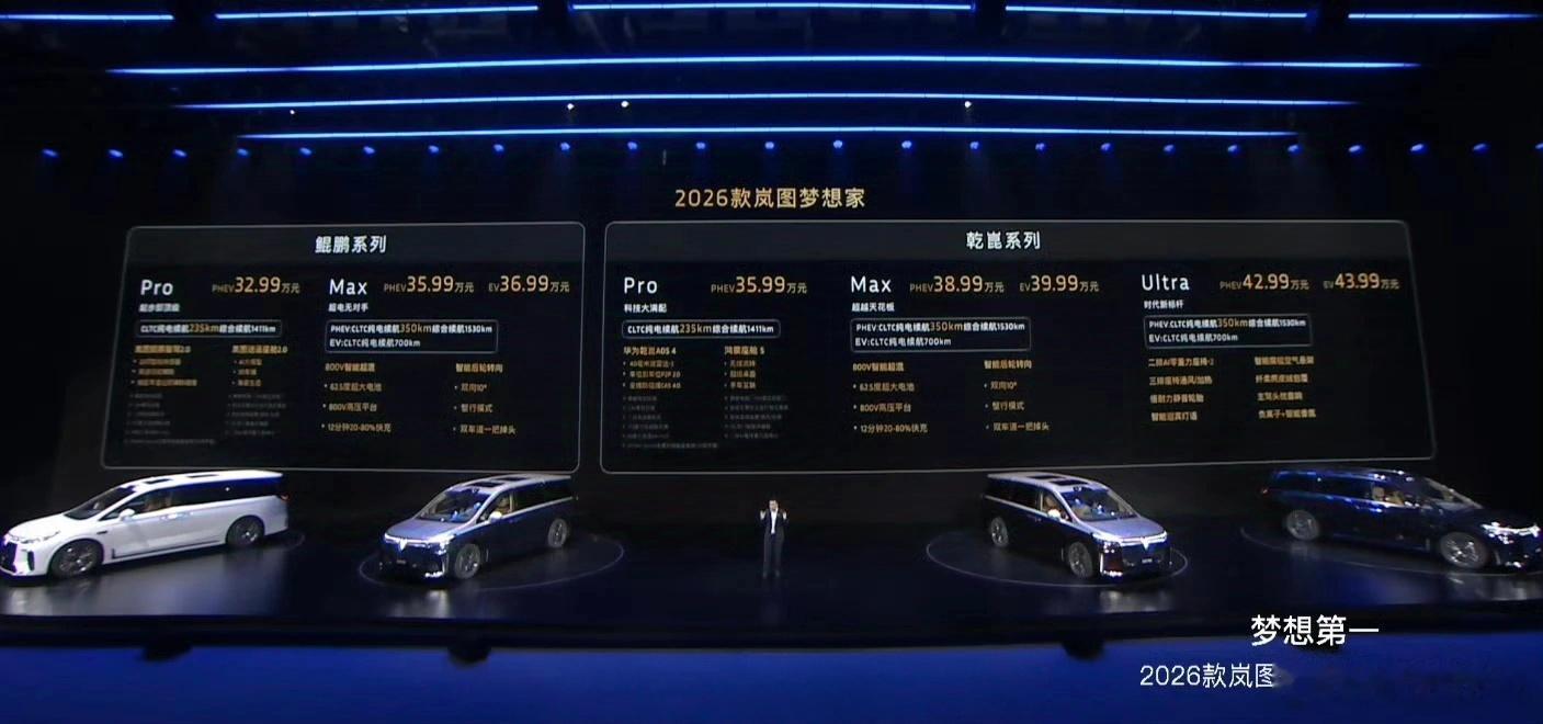 26款梦想家正式上市，32.99万起。之前提过350公里纯电续航版本，要35.9