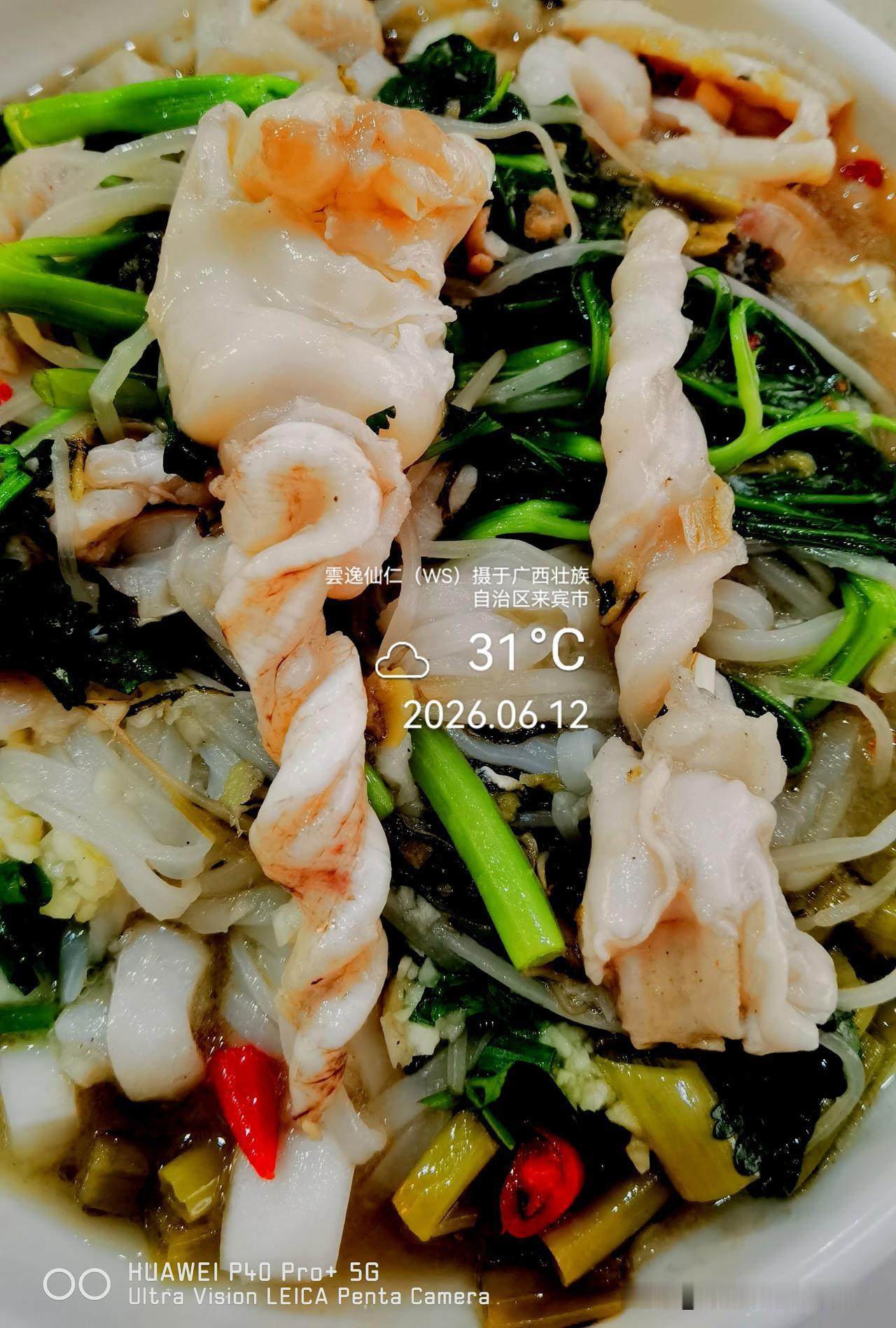 月居生活记录（9888）广西壮族自治区来宾市（113）品尝小吃47：酸菜鱼泡鱼腩