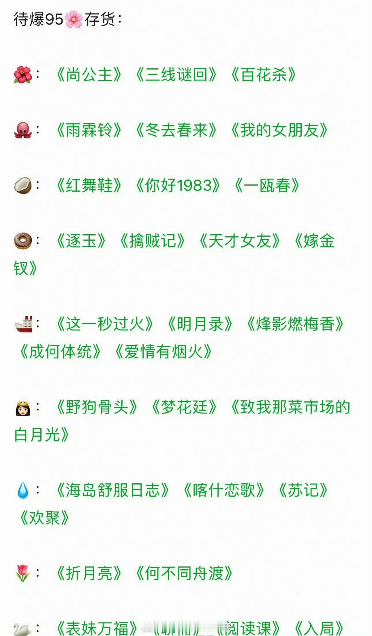 待爆95花们的存货一览，95花赛道好拥挤啊