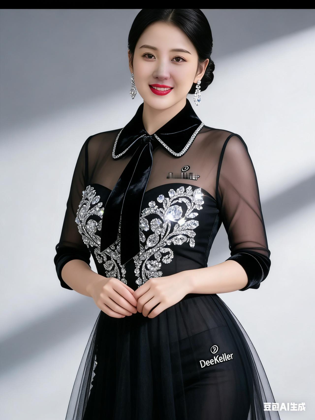 优雅黑裙，闪耀珠宝，尽显奢华气质！