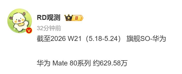 太炸裂了，华为Mate80系列全系629w

你这上哪说理去，明明其它家旗舰也很