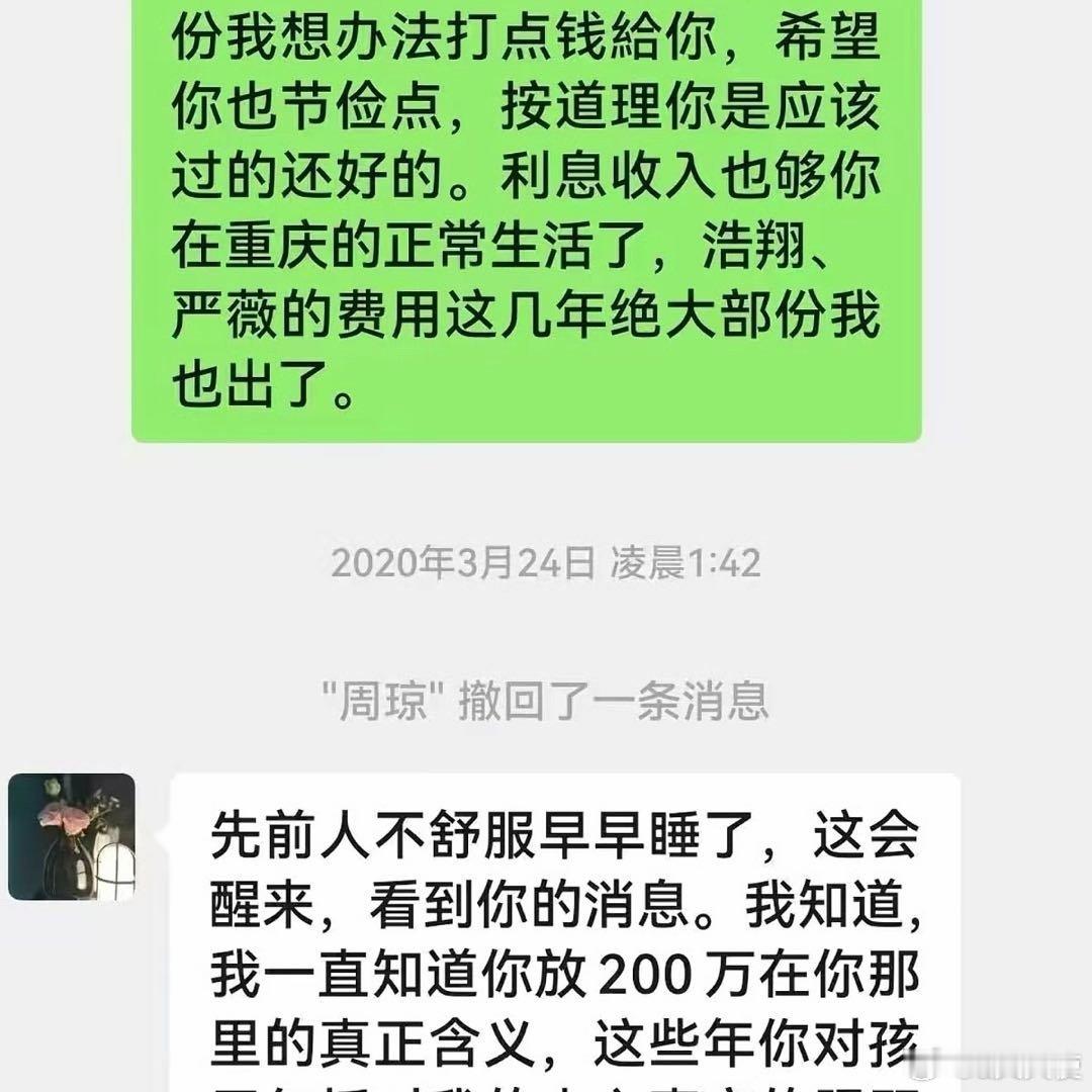 2026年5月2日至3日，艺人严浩翔的父亲严军在社交平台公开了多张与前妻周琼及女