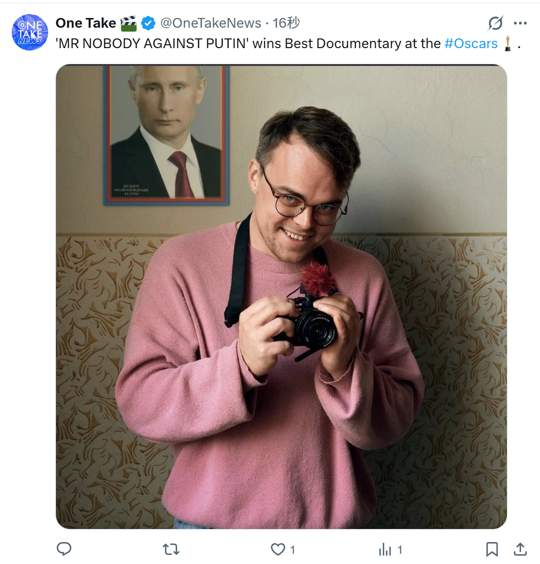 TNABO 奥斯卡最佳纪录长片：《反对普京的无名先生》影片讲述一名俄罗斯普通老师