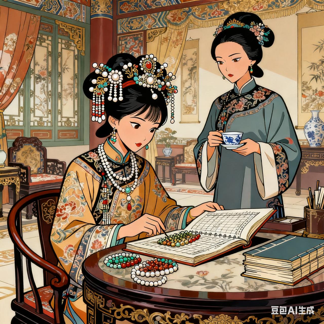 古代贪官搞笑段子

贪官的小妾正对着账本数珠钗，正房端着茶进来，瞥了眼账本：“妹