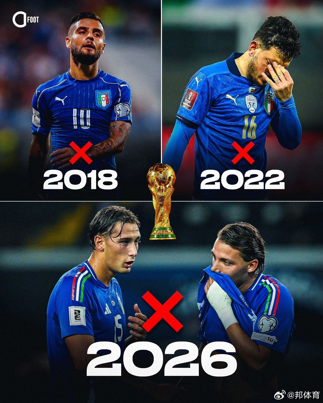 意大利连续3届无缘世界杯四星意大利彻底梦碎2026！附加赛点球不敌波黑，继201