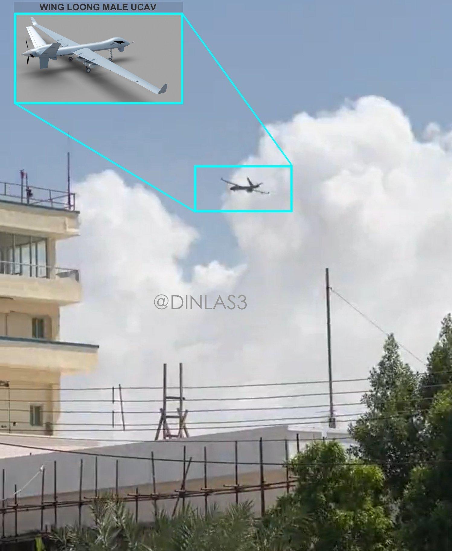 索马里博萨索机场上空出现的翼龙-2察打一体无人机，目前还未知是哪家的。 ​​​