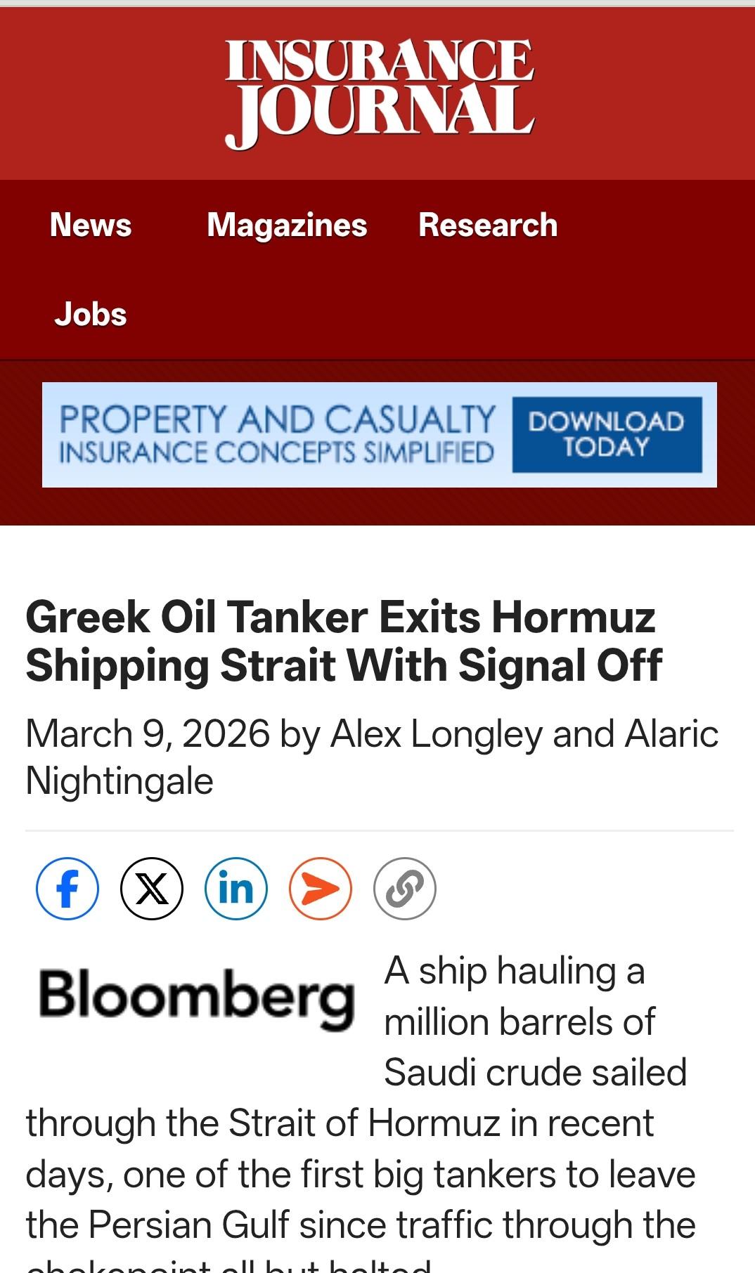 最新消息：

一艘载有100万桶沙特原油的希腊油轮“神龙号”（Shenlong）