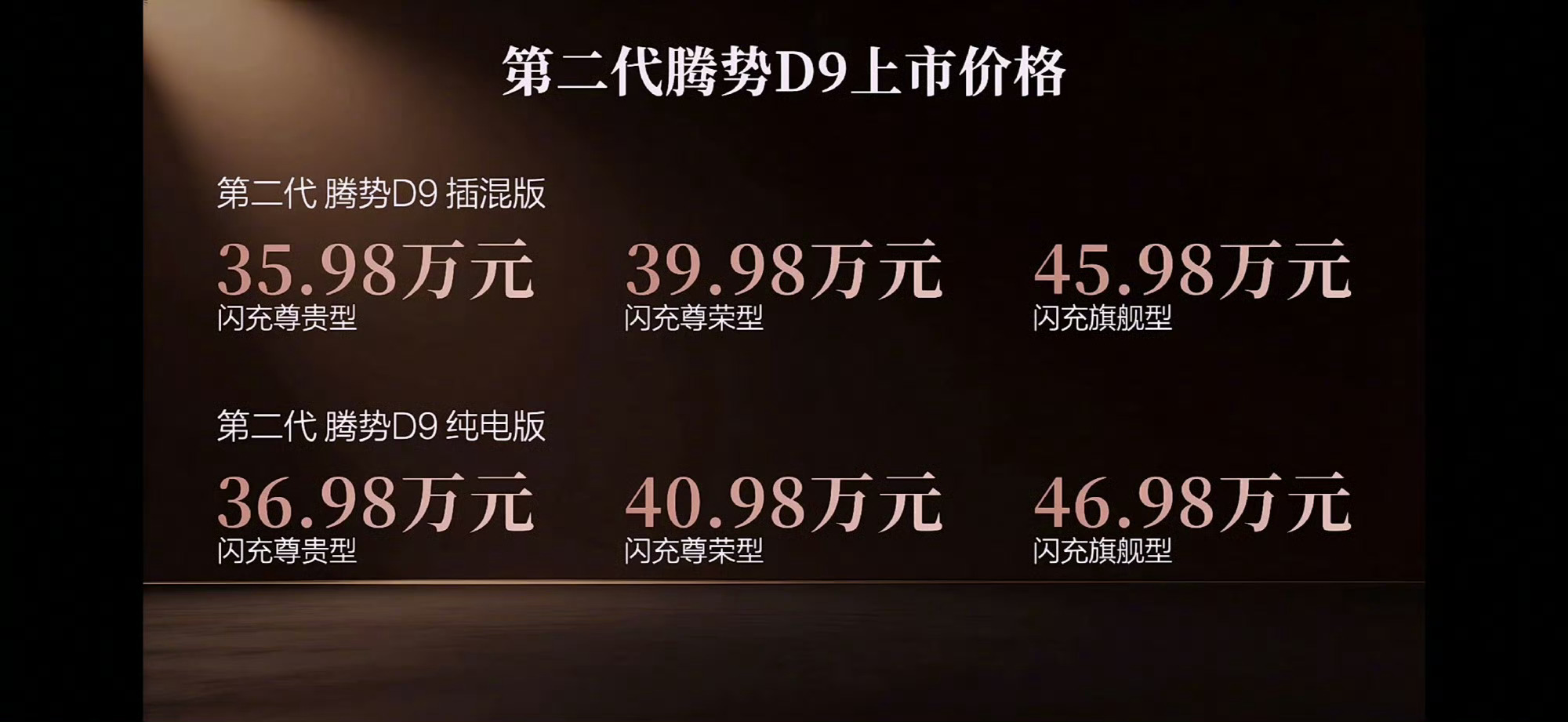第二代腾势D9发布上市插混版：35.98万-45.98万纯电版：36.98万-4