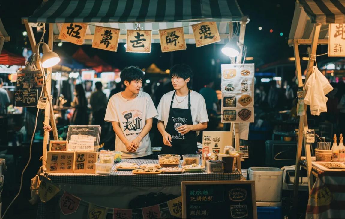 这届年轻人又玩出新花样！周末不再只是旅游，而是跑去夜市摆摊。卖手作、卖咖啡、甚至