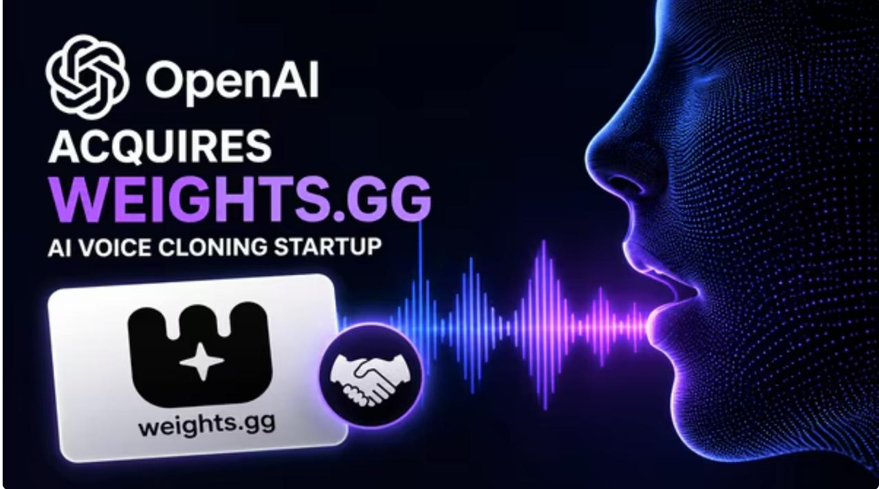 OpenAI已悄然收购Weights.gg。这是一家提供AI语音克隆工具的初创公