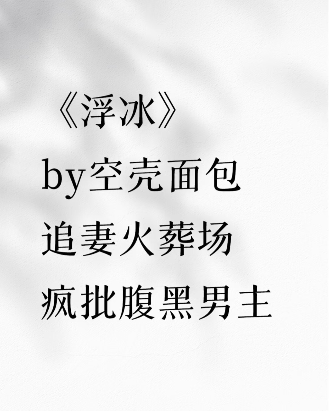 《浮冰》空壳面包 追妻火葬场