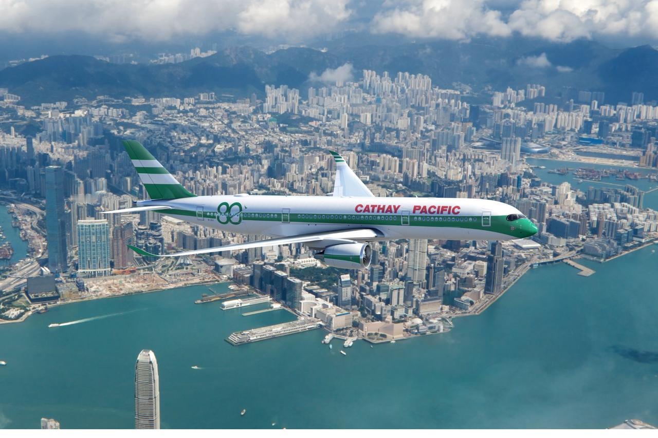国泰航空一架搭载80周年纪念涂装的空客A350-900客机，计划于3月18日抵达