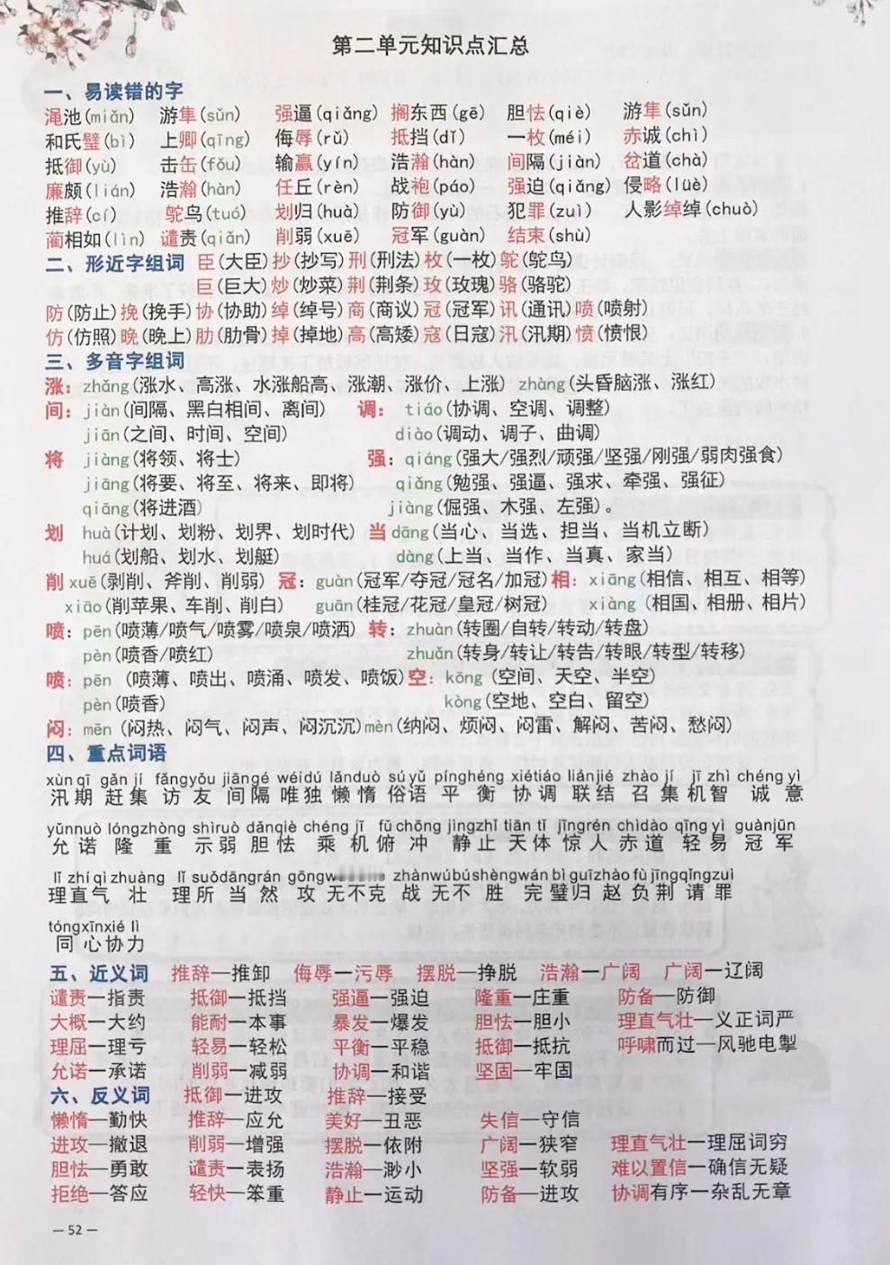 小学五年级上册 语文第二单元知识总结#小学语文# 预习复习笔记📒