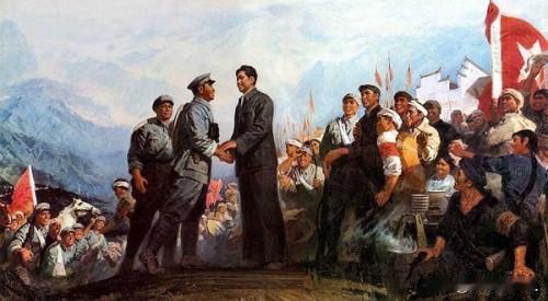 满江红·井冈山会师
 
罗霄横空，青峰矗、苍茫万叠。
回望处，赣湘烽火，怒潮初发