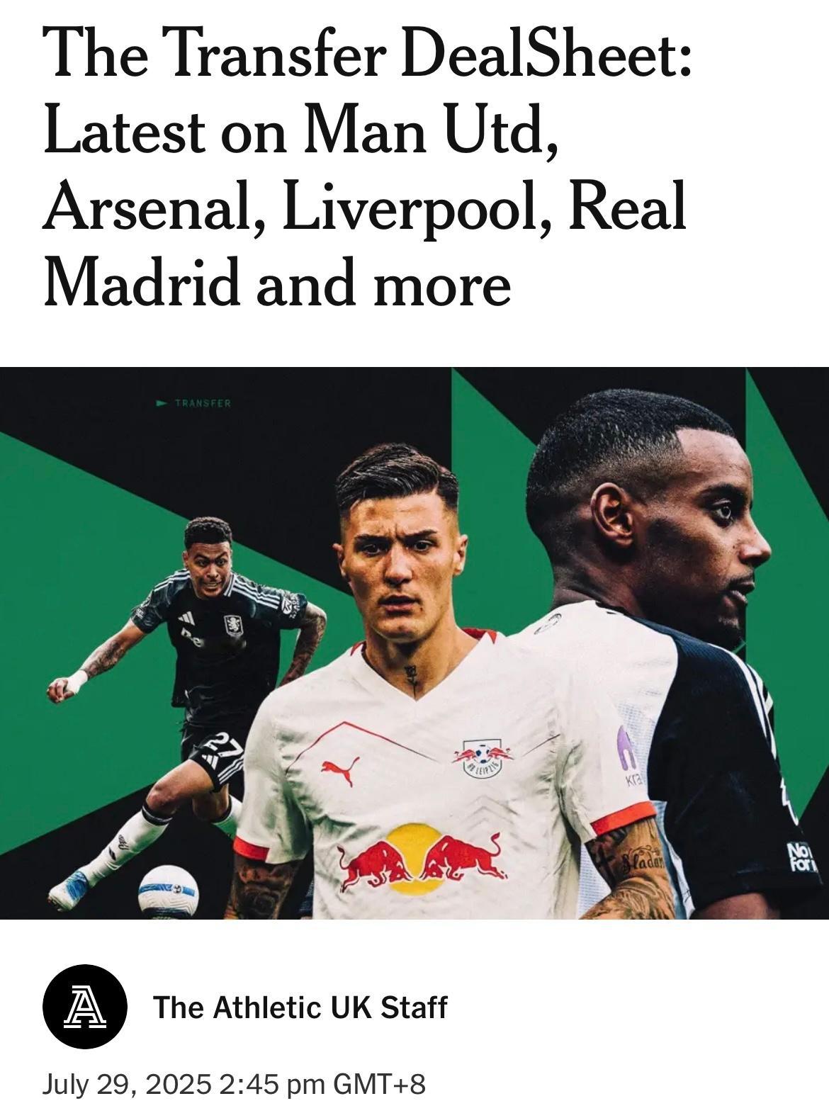 The Athletic ：阿森纳过去一周和下一步的转会值得关注什么？阿森纳最终