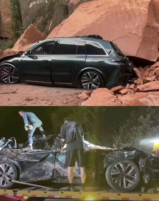 昨日理想L8遭遇落石
