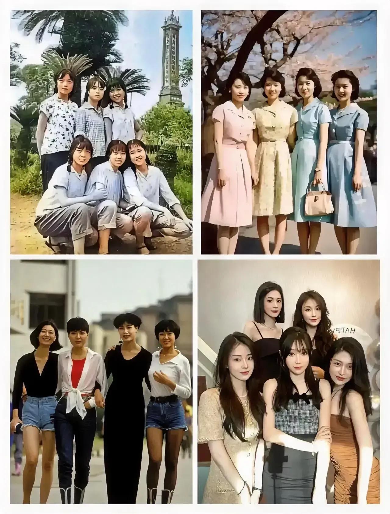 不同时代的美女，不同时代的服装，60后和70后的女青年是纯粹的美女，穿着朴素干净