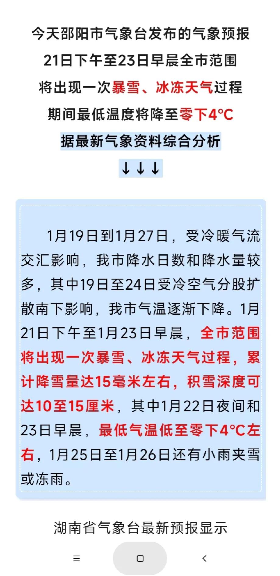 雪呢？雪呢？说好的暴雪就这样不来了吗？
是邵阳人太热情了，把大雪了给吓倒了吗？
