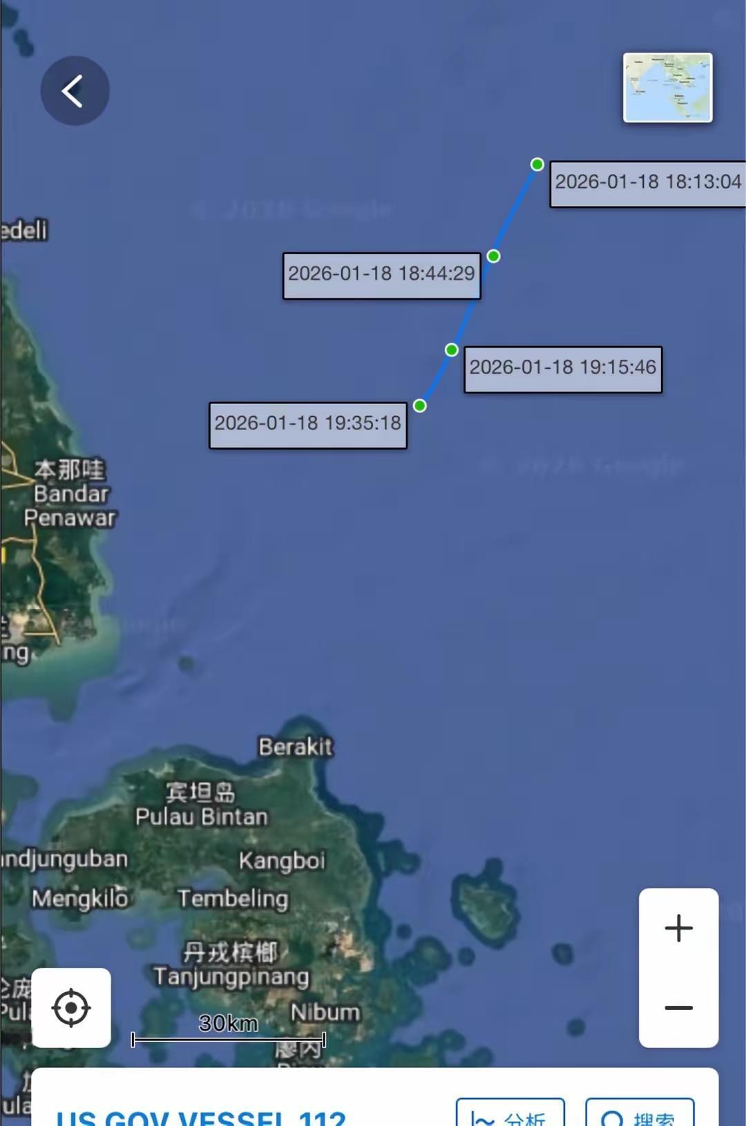 林肯号航母打击群抵达新加坡海峡——AIS信号显示，1月18号，美国海军林肯号(C