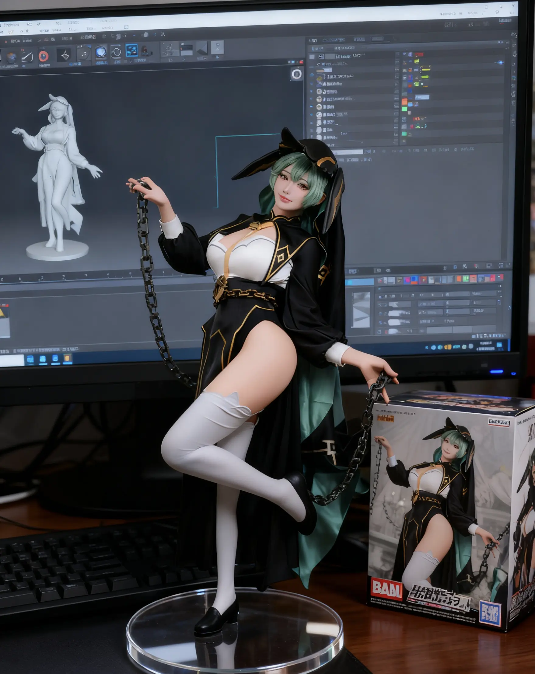 这腿又长又白又细 极品身材 yasal cosplay 手办