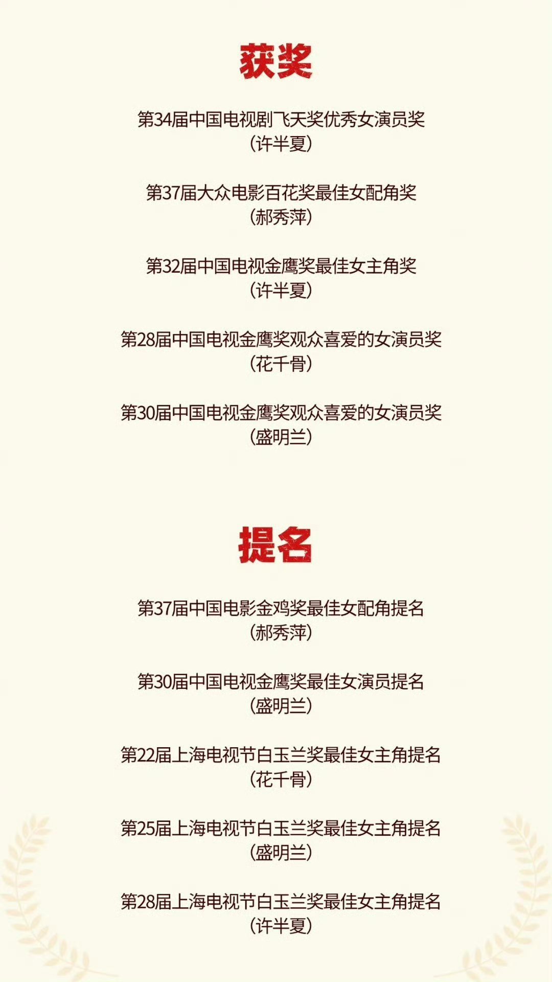 赵丽颖不仅有这个推广大使，她还有飞天奖，金鹰奖，百花奖这几大主流奖杨幂刘亦菲赵丽