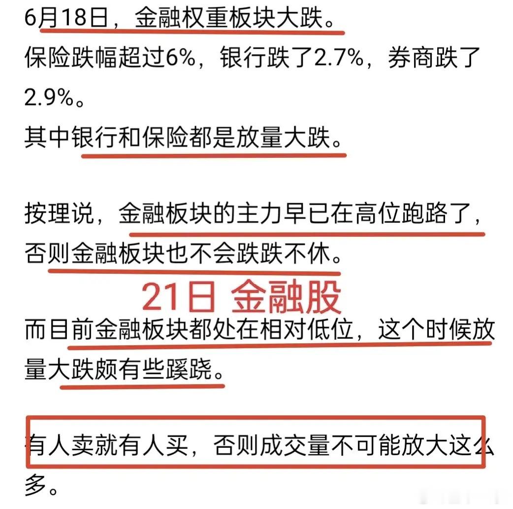 A股：今天看修复！这两天，吸睛的是金融板块。实际上，一哥21日就提到了金融板块与