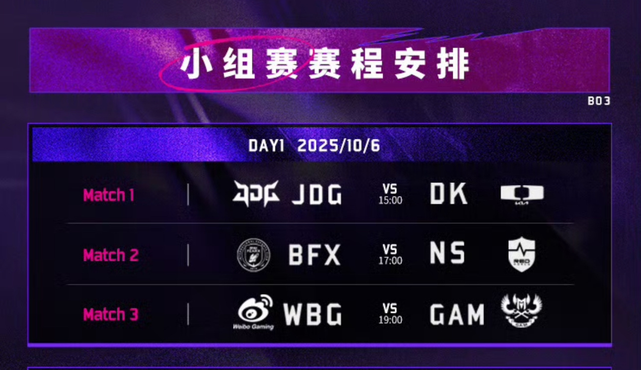 2025ASI亚洲邀请赛 明日赛程：15:00 JDG vs DK17:00 B
