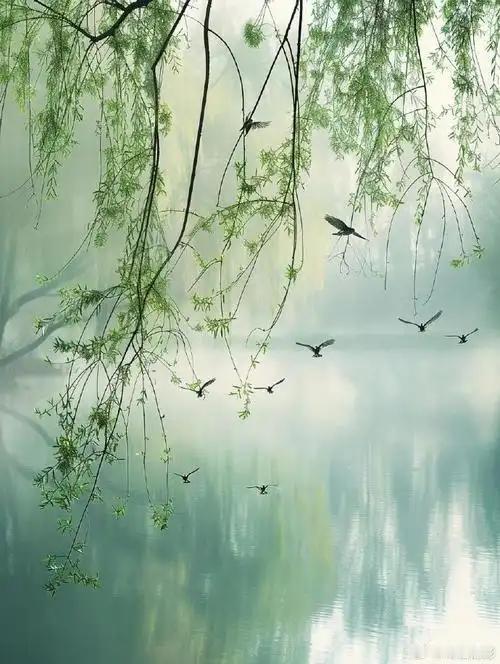 下联：柳岸听鸟鸣。

（图片来自网络）